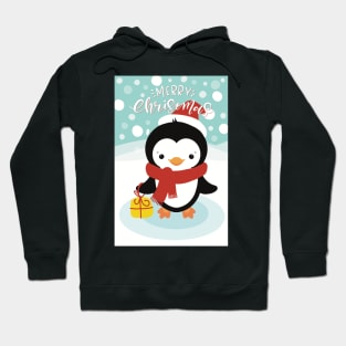 Merry Christmas! Cute little Christmas penguin wishing you a Merry Christmas in the snow. Hoodie